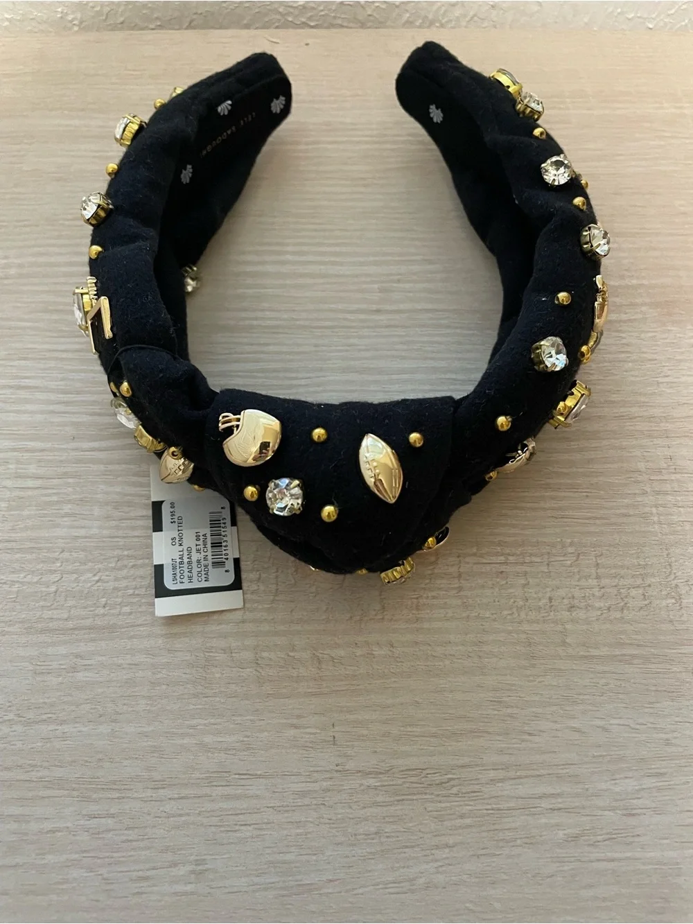 NEW Lele Sadoughi Football Superball Rhinestone Knot Headband retails for $195